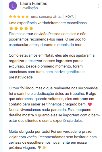 Print da avaliação de Laura Fuentes no Google Maps