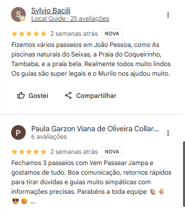 Print da avaliação de Sylvio Bacili e Paula Garzon no Google Maps
