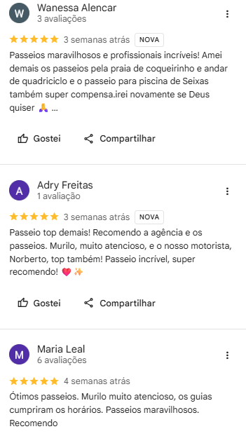 Print da avaliação de Wanessa Alencar, Adry Freitas e Maria Leal no Google Maps